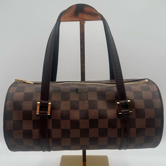 LOUIS VUITTON VINTAGE PAPILLON 26 DAMIER EBENE HANDBAG PURSE - Picture 1 of 14